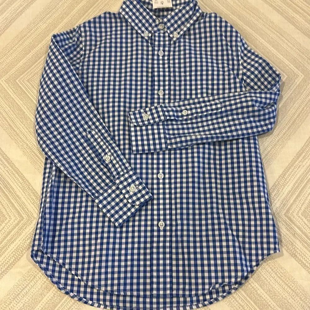 Crewcuts Boys Blue & White Gingham Button Down Shirt - Size 6-7 years